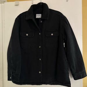 Old Navy Sherpa-lined black wash Jean Utility Shacket for women